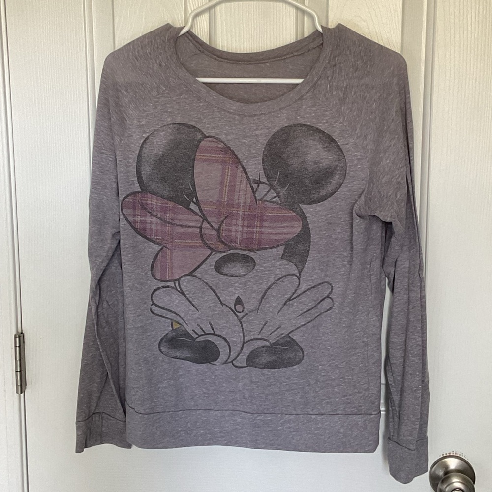 Disney Heather Gray Minnie Mouse Pajama Top